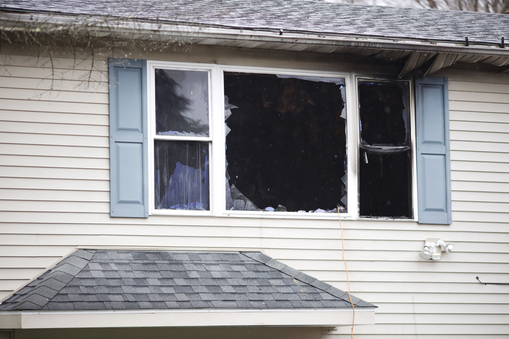 broken windows from fire at 66 Elaine Ave